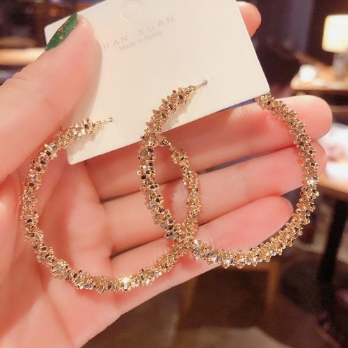 silver retro earrings exaggerating big circle circle wind circle circle more Earring ear stud samll temperament