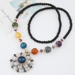 Korean style fashion Metal mosaic accessories petal pendant long style ornamen..