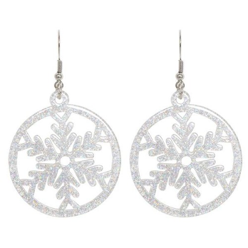  christmas style Acrylic snowflake sequin earrings occidental style wind fashion velvet flower pendant