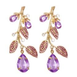 UR new tree fully-jewelled ear stud occidental style fashion big glass diamond