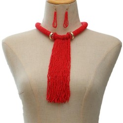 beads tassel necklace sweater chain exaggerating Africa customs necklace eckla..