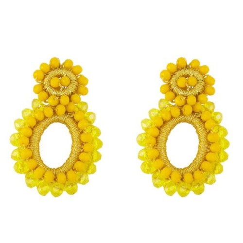 occidental style Bohemia geometry Round drop beads earringsins creative personality weave earringery