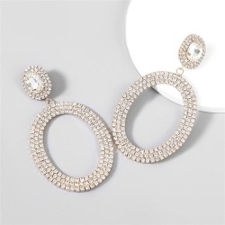 occidental style brief fashion Alloy diamond glass diamond Round geometry earr..