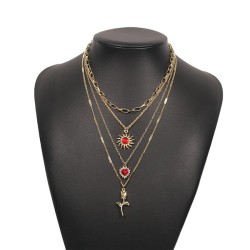 occidental style retro sun love flowers necklace  diamond samll Street Snap fa..