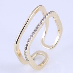 Korean style fashion bronze embed Zirconium three-dimensional square temperame..