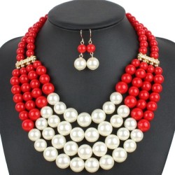  multilayer multicolor Pearl necklace  occidental style exaggerating fashion p..