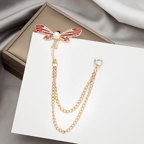occidental style retro diamond enamel butterfly brooch creative Rhinestone insect chain flower