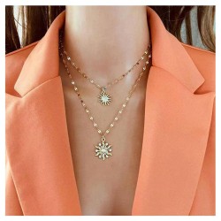 occidental style brief wind Alloy sun flower pendant necklacehain necklace  fa..