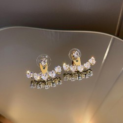 silver style two diamond love zircon ear stud Korea personality fashion earrin..