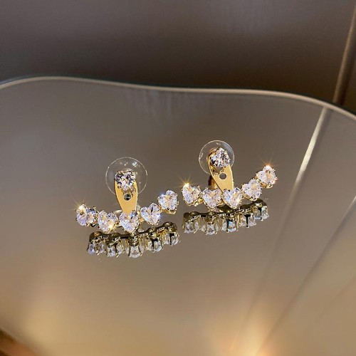 silver style two diamond love zircon ear stud Korea personality fashion earrings Earring