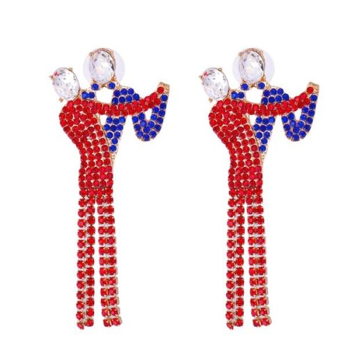 occidental style  personality cartoon retro exaggerating tassel diamond earring woman