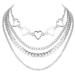 occidental style brief Peach heart hollow chain multilayer necklace necklace