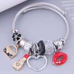 occidental style fashion  Metal all-Purpose bag love lips more elements pendan..