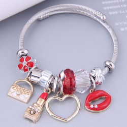 occidental style fashion  Metal all-Purpose bag love lips more elements pendan..