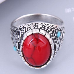 occidental style fashion  retro mosaic turquoise temperament ring