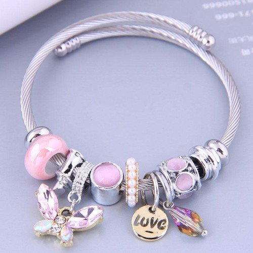 occidental style fashion  Metal all-Purpose butterflyLOVE drop more elements pendant accessories temperament bangle