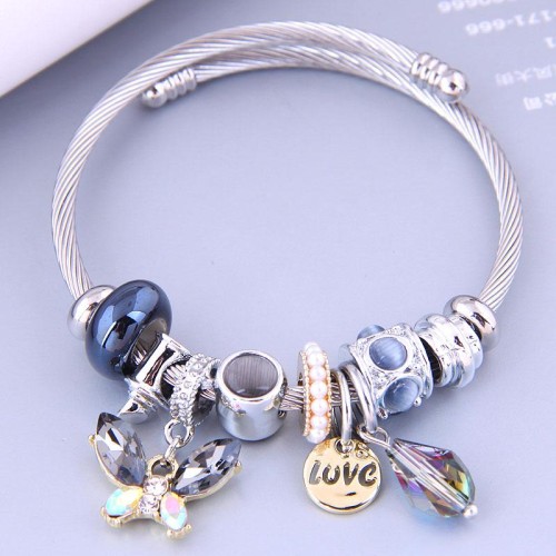 occidental style fashion  Metal all-Purpose butterflyLOVE drop more elements pendant accessories temperament bangle
