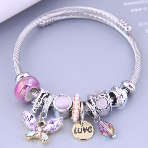occidental style fashion  Metal all-Purpose butterflyLOVE drop more elements pendant accessories temperament bangle