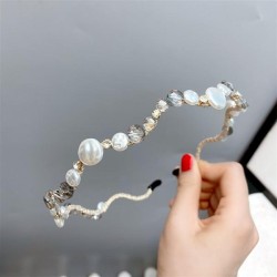  Headband woman temperament fashion Korea wave Headband retro Pearl leaves hea..