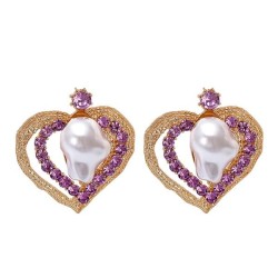  occidental style  temperament retro love hollow textured mosaic Pearl woman Earring