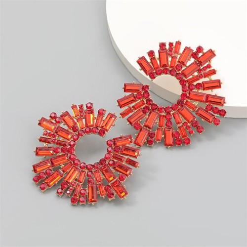 occidental style Alloy diamond Rhinestone sun flower earrings woman super arringearrings