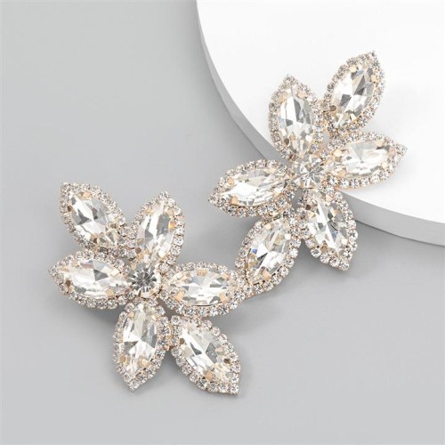 super claw chain series Alloy diamond glass diamond leaves earrings woman occidental style exaggerating arringear