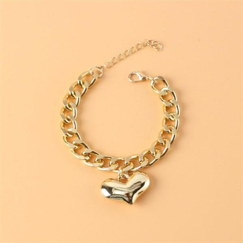 occidental style  Alloy Peach heart pendant opening Double layer bracelet  temperament windR