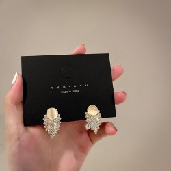 silver Korea big diamond Opal ear stud earrings temperament arring