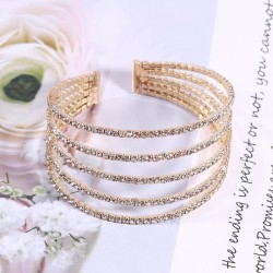 occidental style  bride Rhinestone Pearl multilayer bangle twining more row Pe..