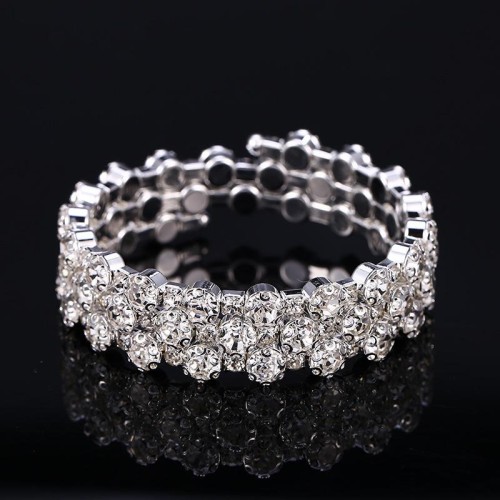  multilayer twining  bride all-Purpose diamond fully-jewelled elasticity bangle crystal bracelet woman