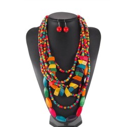 Bohemia ethnic style tassel necklace set  color necklace Africa customs neckla..