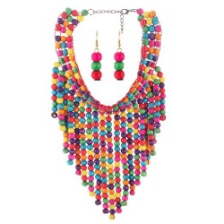 color tassel necklace set ethnic style exaggerating multilayer necklace Africa..
