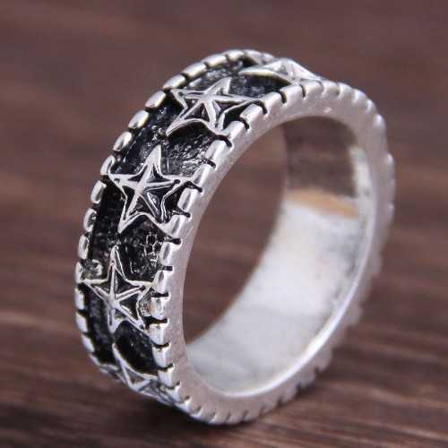 occidental style retro concise star pattern personality ring