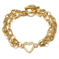 new chain Peach heart Anklet creativeins wind personality gold Alloy Double la..