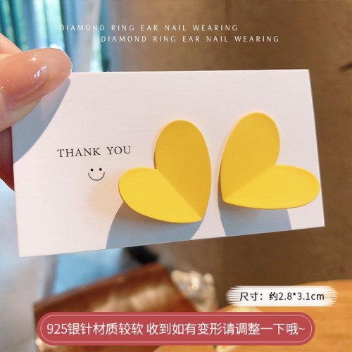 silver spring summer small fresh color geometry earrings color heart-shaped ear stud woman samll Earring