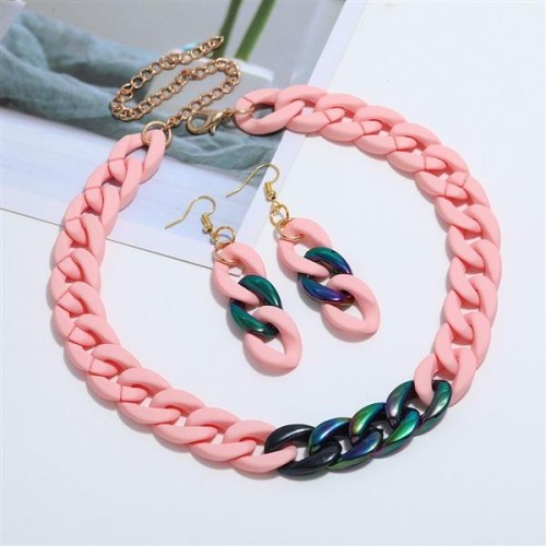 occidental style exaggerating temperament candy colors color ethylic acid Acrylic chain personality necklace