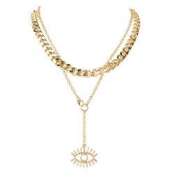 occidental style wind retro Alloy eyes pendant Double layer necklace  fashion ..
