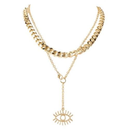 occidental style wind retro Alloy eyes pendant Double layer necklace  fashion women trend