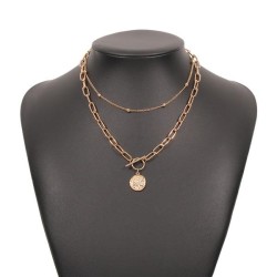 occidental style trend geometry pendant necklace Alloy creative retro Double l..