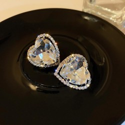 Korea temperament retro diamond love Ear clip superins earrings Earring woman