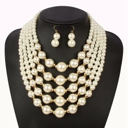occidental style creative creative style multilayer Pearl beads necklace  Pear..