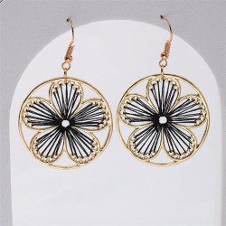 small fresh chrysanthemum weave tassel earrings  Bohemia ethnic style Earring