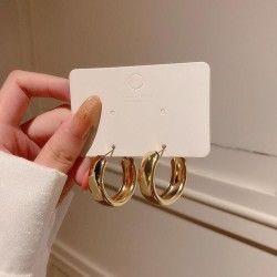 silver occidental style earrings Metal geometry circle temperament earring bri..