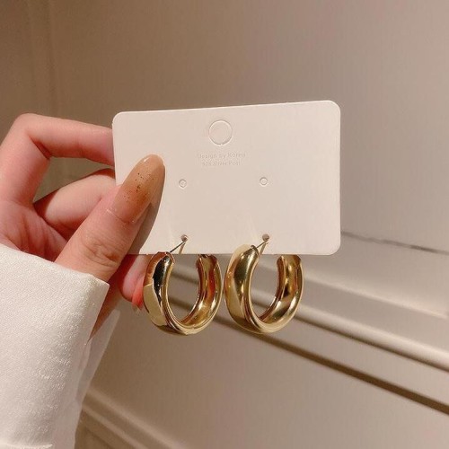 silver occidental style earrings Metal geometry circle temperament earring brief personality Earring woman