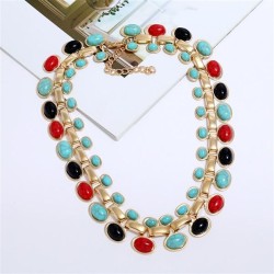  occidental style retro Bohemia drop gem Clothing short style clavicle necklac..