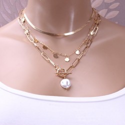 occidental style new  snake chain sequin tassel multilayer necklace woman temp..
