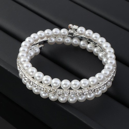  occidental style bride  temperament fully-jewelled opening elasticity bangle more row claw chain Pearl bracelet