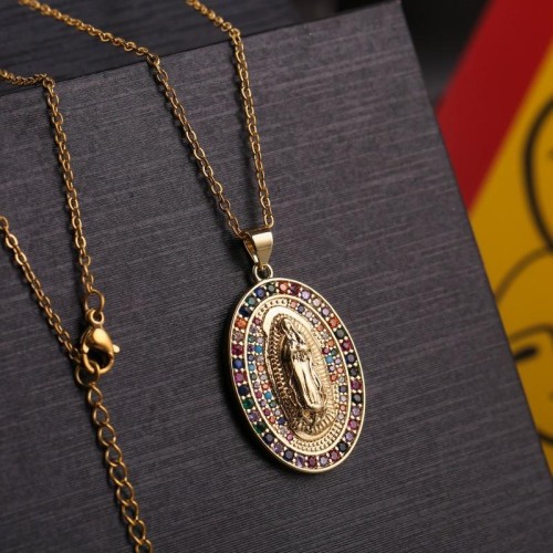  trend bronze embed Zirconium necklace occidental style  creative personality gold
