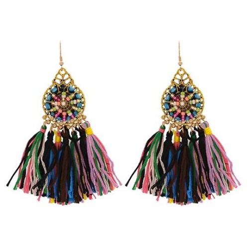 occidental style  ethnic style handmade retro exaggerating tassel brief hollow earring