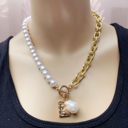 ins temperament layer PearlO buckle necklace  occidental style brief necklace ..